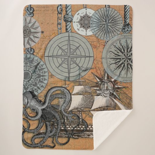 コンパスバラヴィンテージ航海のタコ船 シェルパブランケット (正面)