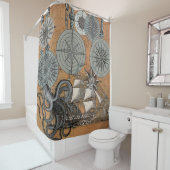 コンパスバラヴィンテージ航海のタコ船 シャワーカーテン (インサイチュ)