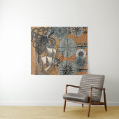 コンパスバラヴィンテージ航海のタコ船 タペストリー (インサイチュ(横))