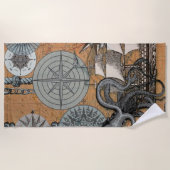 コンパスバラヴィンテージ航海のタコ船 ビーチタオル (正面)