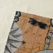 コンパスバラヴィンテージ航海のタコ船 ビーチタオル (インサイチュ)