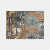 コンパスバラヴィンテージ航海のタコ船 フリースブランケット (正面(横))