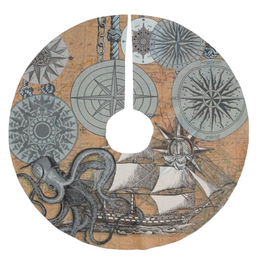 コンパスバラヴィンテージ航海のタコ船 ブラッシュドポリエステルツリースカート (正面)