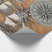 コンパスバラヴィンテージ航海のタコ船 ラッピングペーパー (角)