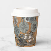 コンパスバラヴィンテージ航海のタコ船 紙コップ (裏面)