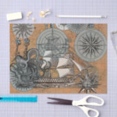 コンパスバラヴィンテージ航海のタコ船 薄葉紙 (クラフト)