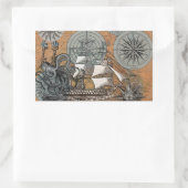 コンパスバラヴィンテージ航海のタコ船 長方形シール (バッグ)