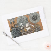 コンパスバラヴィンテージ航海のタコ船 長方形シール (封筒)