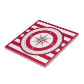 コンパスバラ赤と白ストライプの数 タイル (側面)