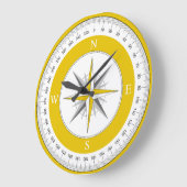 コンパスバラ黄色と白 ラージ壁時計 (傾斜)