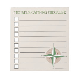 コンパスパーソナライズされたハイキングサマーキャンプのチェックリスト ノートパッド