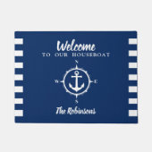 コンパスパーソナライズされた付きハウスボートいかり ドアマット (正面)