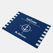 コンパスパーソナライズされた付きハウスボートいかり ドアマット (アングル)