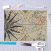 コンパスファッションド付き古いマップ 薄葉紙 (クラフト)