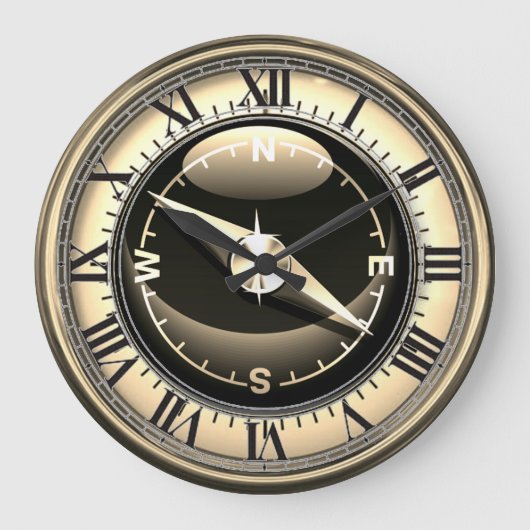 コンパスフェイク時計 ラージ壁時計 (正面)