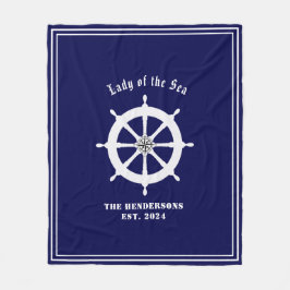 コンパス付きボートヘルムバラカスタマイズ可能なネイビーブルー フリースブランケット