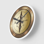 コンパス北南東wes ラウンド壁時計 (傾斜)