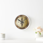コンパス北南東wes ラウンド壁時計 (ホーム)