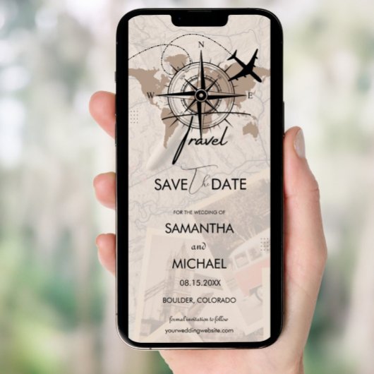 コンパス旅行先の茶色のマップ救ザデータ 招待状