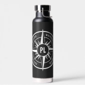 コンパス星エンブレムモノグラム白黒 ウォーターボトル (左面)