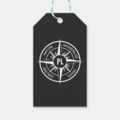 コンパス星エンブレムモノグラム白黒 ギフトタグ (正面)