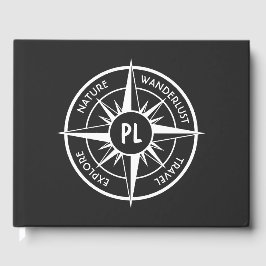 コンパス星エンブレムモノグラム白黒 ゲストブック