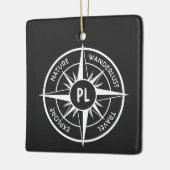 コンパス星エンブレムモノグラム白黒 セラミックオーナメント (左)