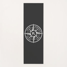 コンパス星エンブレムモノグラム白黒 ヨガマット