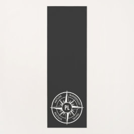 コンパス星エンブレムモノグラム白黒 ヨガマット