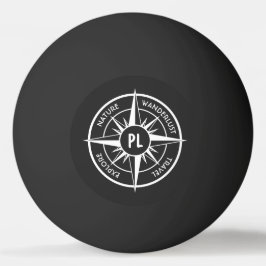 コンパス星エンブレムモノグラム白黒 卓球ボール