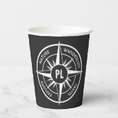 コンパス星エンブレムモノグラム白黒 紙コップ (裏面)