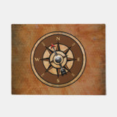 コンパス素朴ブラウン航海のデザイン ドアマット (正面)