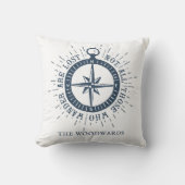 コンパス航海のおよび引用文パーソナライズされたファミリ名 クッション (正面)