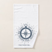 コンパス航海のおよび引用文パーソナライズされたファミリ名 バスタオルセット (ハンドタオル)