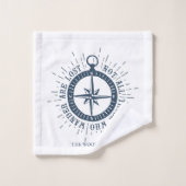 コンパス航海のおよび引用文パーソナライズされたファミリ名 バスタオルセット (ウォッシュタオル)