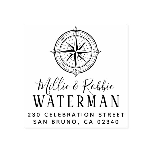 コンパス航海のコースト結婚差出人住所 ラバースタンプ (インプリント)