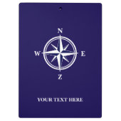 コンパス航海のスターネイビーブルーとホワイトカスタム クリップボード (裏面)