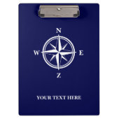コンパス航海のスターネイビーブルーとホワイトカスタム クリップボード (正面)