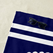 コンパス航海のスターバラネイビーブルーとホワイト ビーチタオル (インサイチュ)