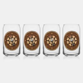 コンパス航海のデザイン ガラス缶