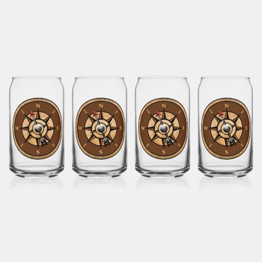 コンパス航海のデザイン ガラス缶 (正面)