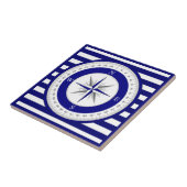 コンパス航海のバラブルーと白ストライプ色 タイル (側面)