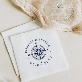 コンパス航海のバラ結婚の 縁ありカクテルナプキン