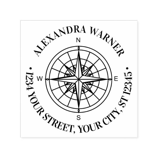 コンパス航海のバラ#3名前差出人住所 セルフインキングスタンプ (デザイン)