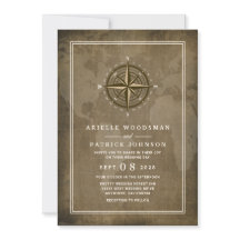 コンパス航海のヴィンテージグローブ結婚式招待状