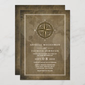 コンパス航海のヴィンテージグローブ結婚式招待状 招待状 (正面/裏面)