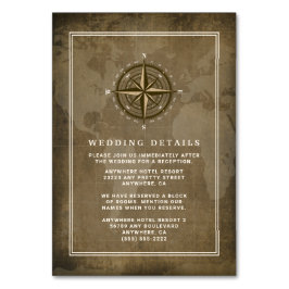 コンパス航海のヴィンテージ結婚式囲いカード テーブルナンバー