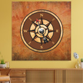 コンパス航海の素朴ノースサウスイーストウエスト キャンバスプリント (インサイチュ (リビング))