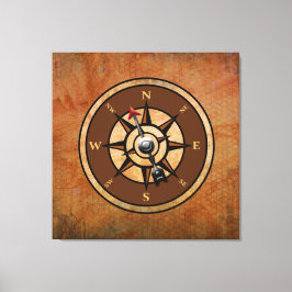 コンパス航海の素朴ノースサウスイーストウエスト キャンバスプリント