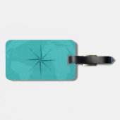 コンパス面図が付いている上品な青緑色の世界地図 ラゲッジタグ (裏面横)